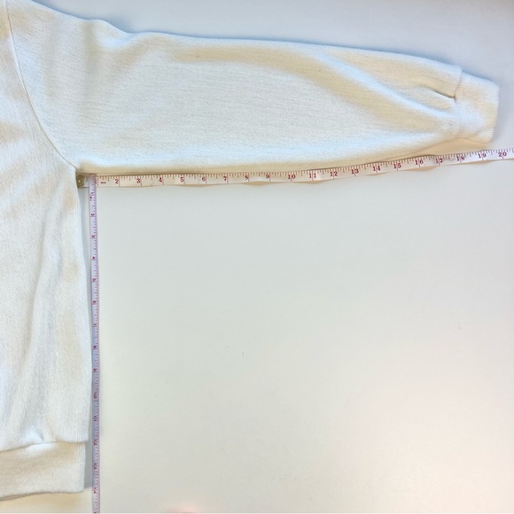 VINTAGE Button Down Cardigan Sweater - Eggshell White by CARMEL Made in USA - Picture 5 of 16